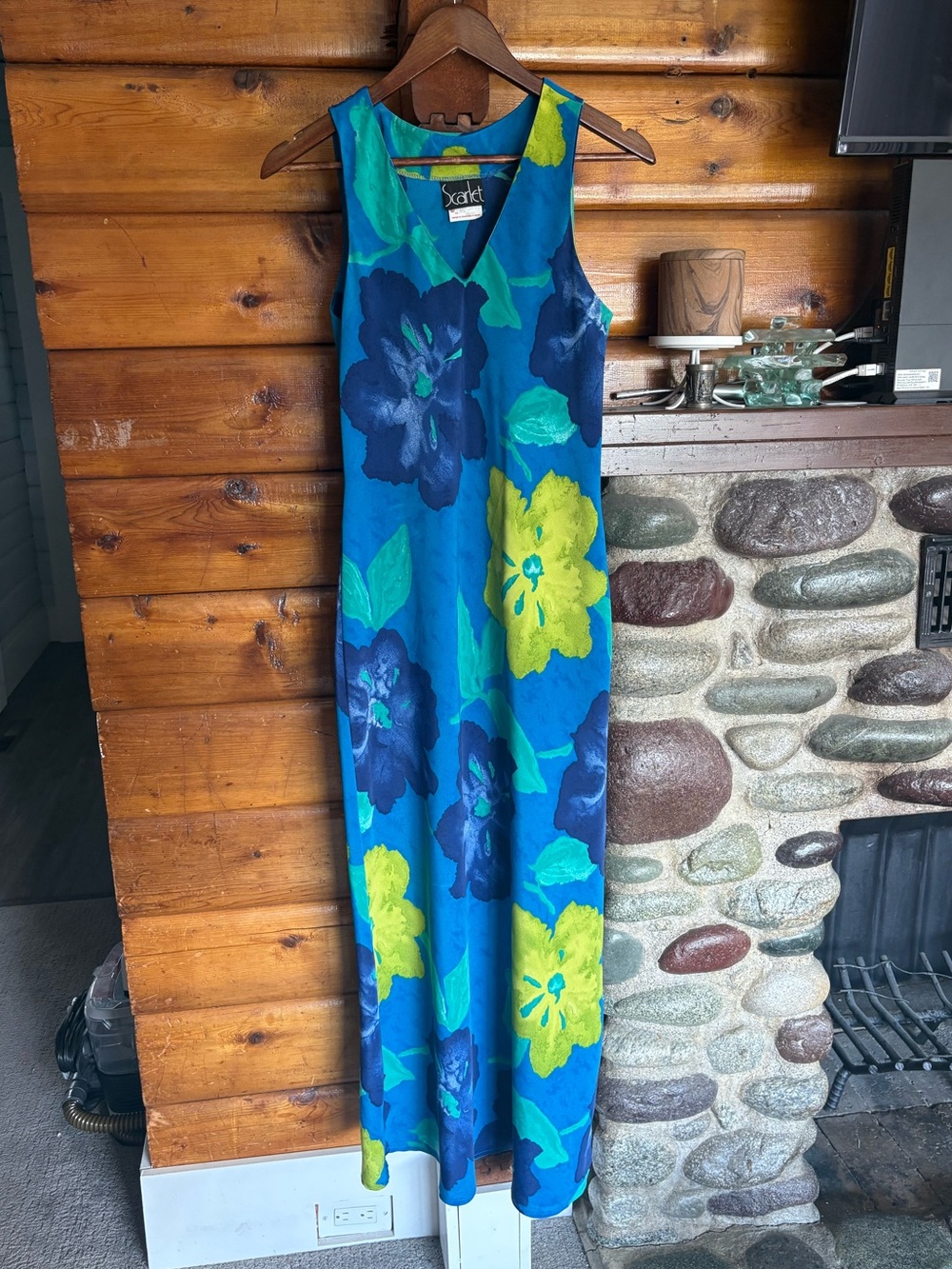 Scarlett Vintage Floral Maxi Dress Made in Canada Blue Green